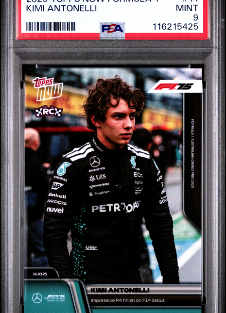 2025 Topps Now Formula 1 Kimi Antonelli #14 PSA 9