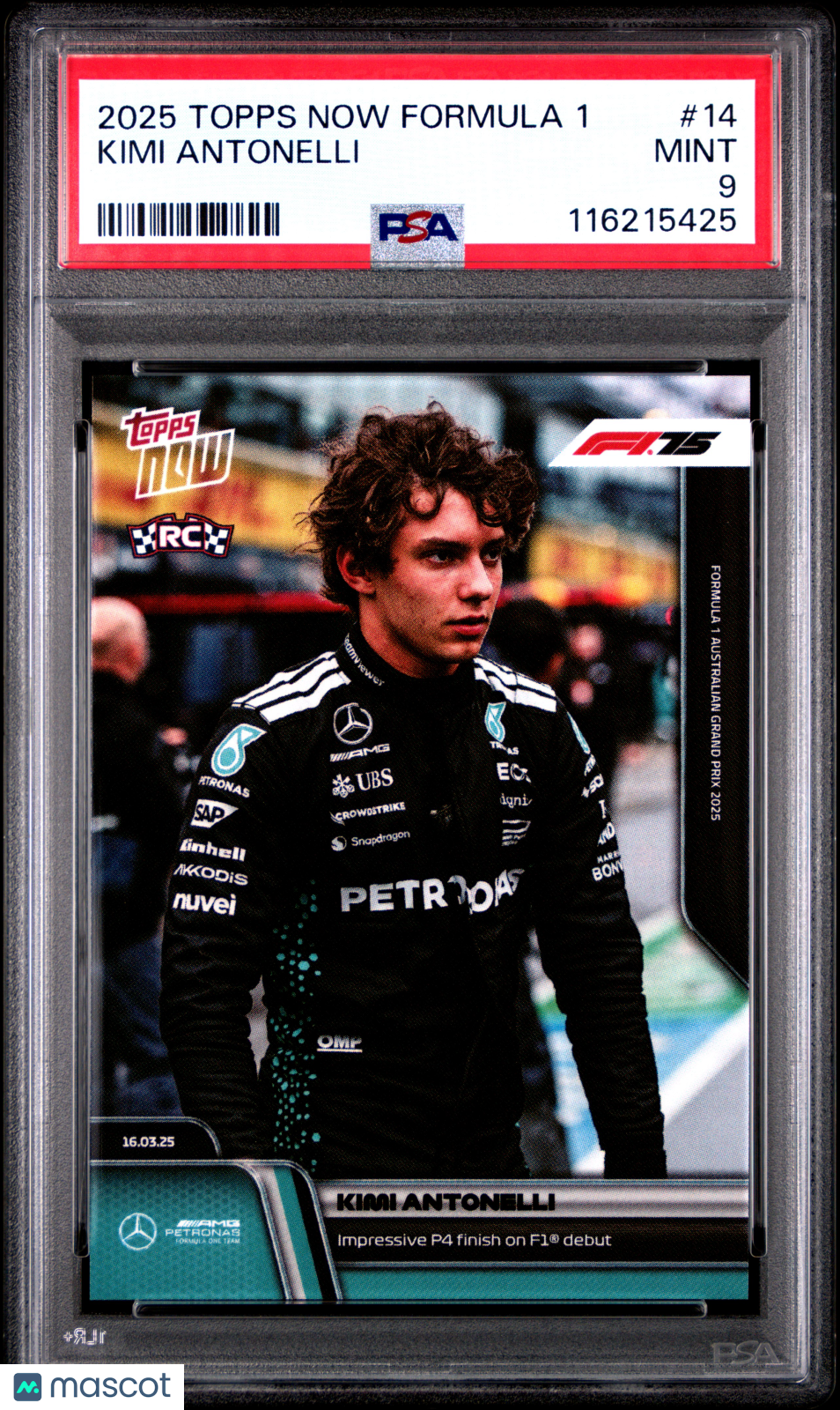 2025 Topps Now Formula 1 Kimi Antonelli #14 PSA 9