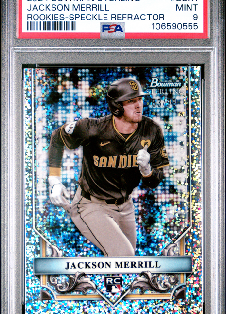 2024 Bowman Sterling Rookies Jackson Merrill Speckle Refractor #BSR1 63/99 PSA 9