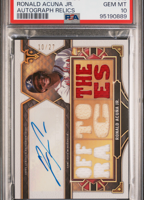 2022 Topps Triple Threads Auto Relics Ronald Acuna JR. Auto Relics /27 PSA 10
