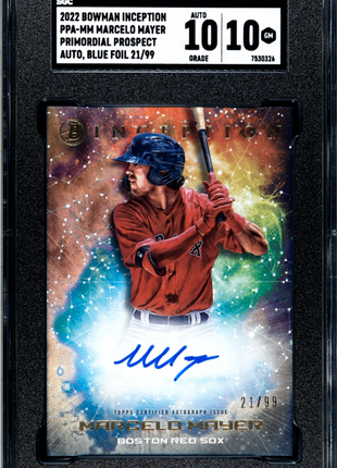 2022 Bowman Inception Marcelo Mayer Primordial Pros, Autograph Blue Foil #PPA-MM SGC 10
