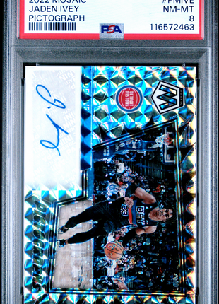 2022 Panini Mosaic Pictographs Mosaic Jaden Ivey #PMIVE PSA 8