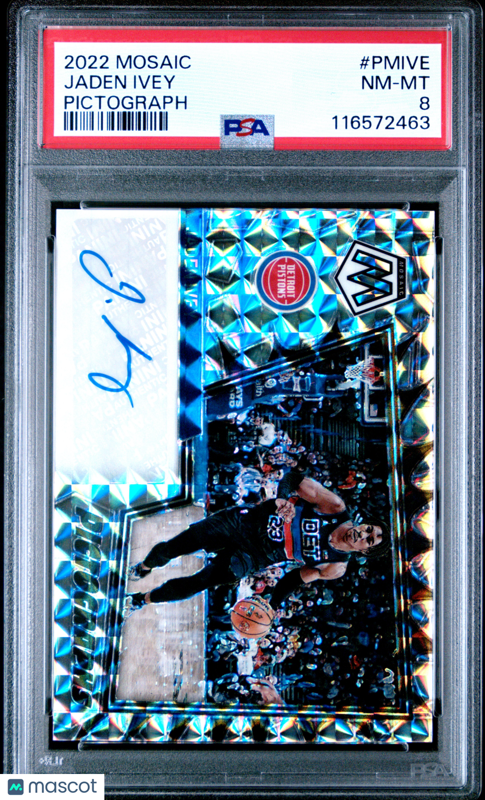 2022 Panini Mosaic Pictographs Mosaic Jaden Ivey #PMIVE PSA 8