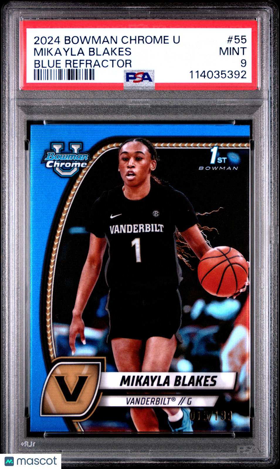 2024 Bowman Chrome University Mikayla Blakes Blue Refractor #55 PSA 9