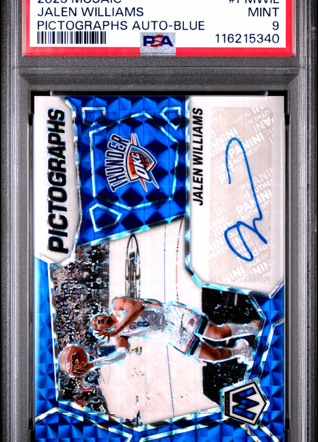 2023 Panini Mosaic Pictographs Mosaic Autographs Jalen Williams Blue #PMWIL PSA 9