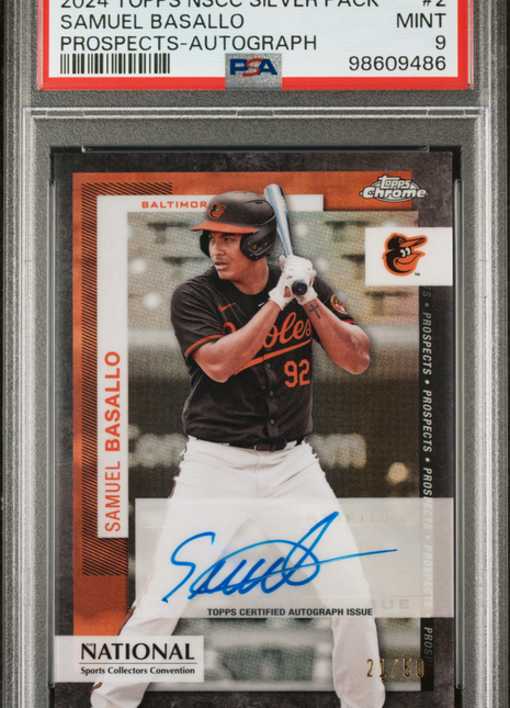 2024 Topps NSCC Samuel Basallo Auto /50 PSA 9