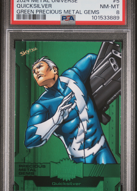 2024 Skybox Metal Universe Avengers Quicksilver #5 PSA 8
