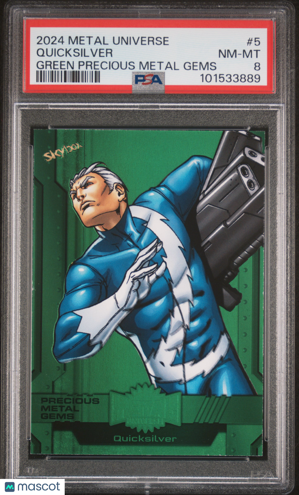 2024 Skybox Metal Universe Avengers Quicksilver #5 PSA 8