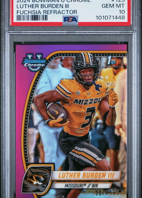 2024 Bowman University Chrome Luther Burden III Fuchsia Refractor #123 PSA 10