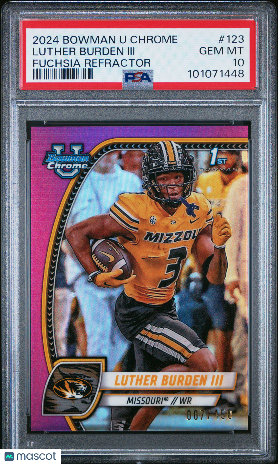 2024 Bowman University Chrome Luther Burden III Fuchsia Refractor #123 PSA 10