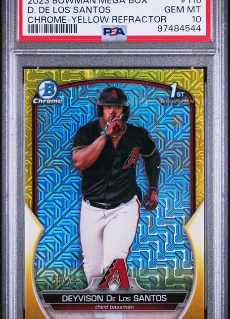 2023 Bowman Mega Deyvison De Los Santos Yellow /75 PSA 10
