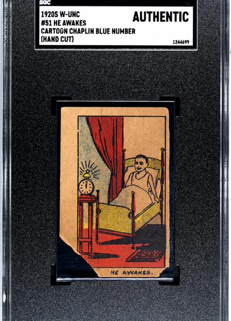 1920s W-Unc Cartoon Chaplin Blue Number He Awakes #51 SGC A