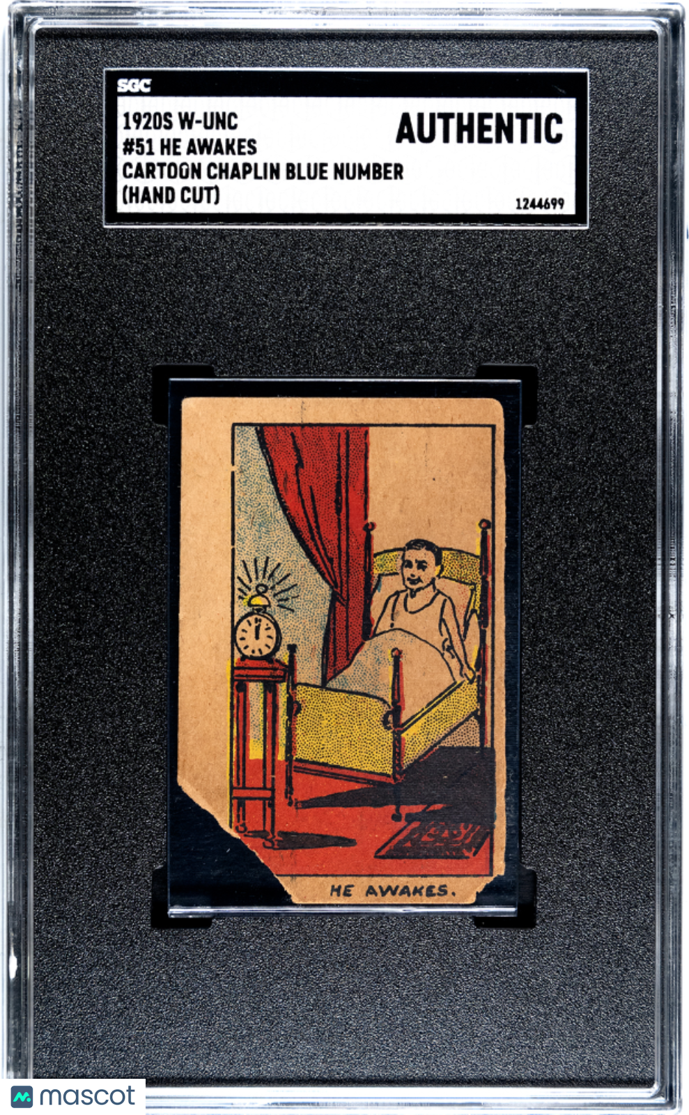 1920s W-Unc Cartoon Chaplin Blue Number He Awakes #51 SGC A
