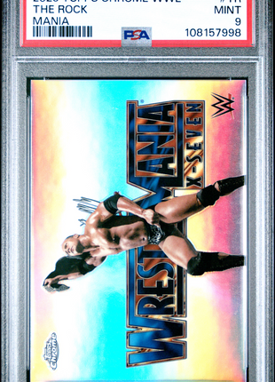 2025 Topps Chrome WWE Mania The Rock #TR PSA 9