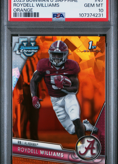 2023 Bowman University Chrome Sapphire Roydell Williams Orange #47 PSA 10