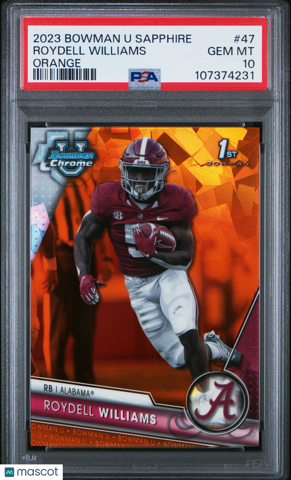 2023 Bowman University Chrome Sapphire Roydell Williams Orange #47 PSA 10