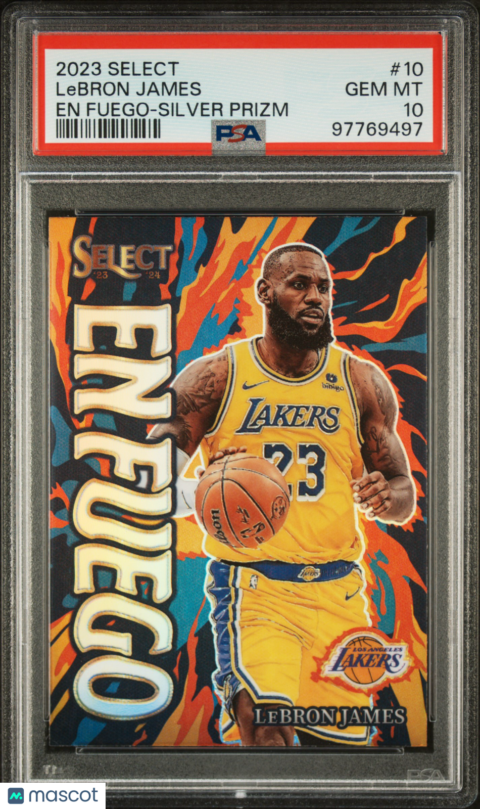 2023 Panini Select EN Fuego LeBron James Silver Prizm #10 PSA 10