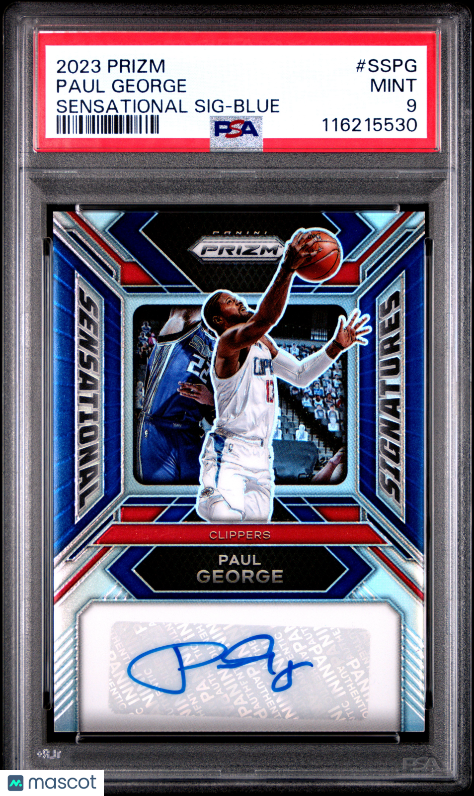 2023 Panini Prizm Sensational Signatures Paul George Blue #SSPG PSA 9