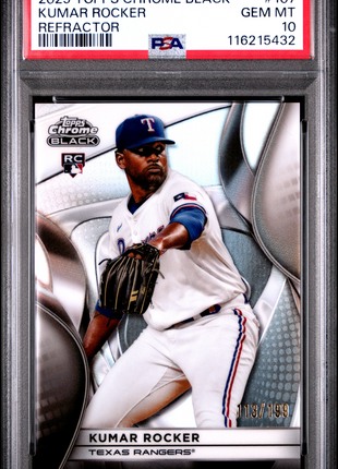 2025 Topps Chrome Black Kumar Rocker Refractor #107 113/199 PSA 10