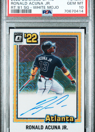 2022 Panini Donruss Optic Retro 1981 Signatures Ronald Acuna JR. RT. '81 SG White Mojo #81SRA PSA 10