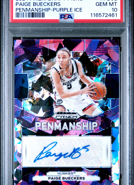 2024 Panini Prizm Draft Picks Penmanship Paige Bueckers Purple Ice #PBUE PSA 10