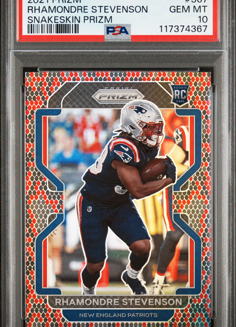 2021 Panini Prizm Rhamondre Stevenson Snakeskin #367 PSA 10