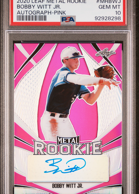 2020 Leaf Metal Rookie Autograph Bobby Witt JR. Autograph Pink #MRBWJ PSA 10