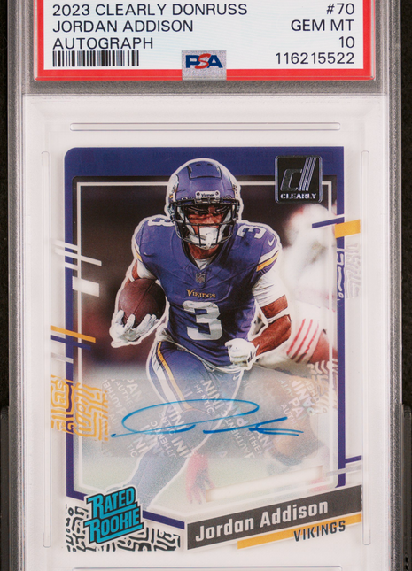 2023 Panini Clearly Donruss Jordan Addison Autograph #70 PSA 10