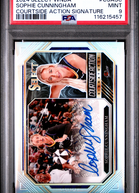 2024 Panini Select WNBA Courtside Action Signatures Sophie Cunningham #CSASC PSA 9