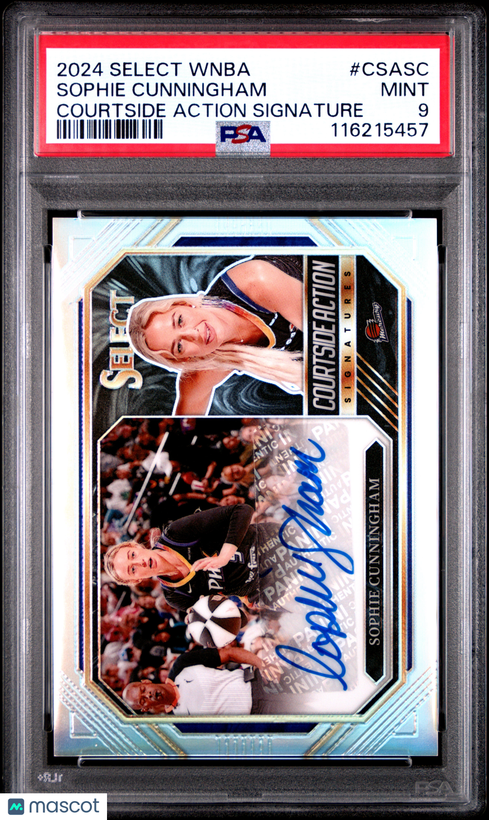 2024 Panini Select WNBA Courtside Action Signatures Sophie Cunningham #CSASC PSA 9