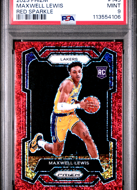 2023 Panini Prizm Maxwell Lewis Red Sparkle #143 PSA 9