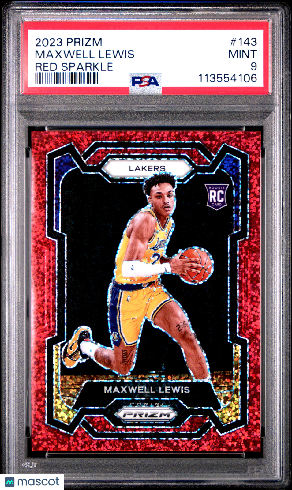 2023 Panini Prizm Maxwell Lewis Red Sparkle #143 PSA 9