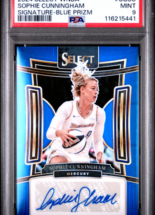 2024 Panini Select WNBA Signatures Sophie Cunningham Blue Prizm #SGSC PSA 9