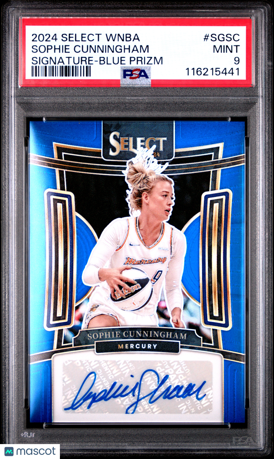 2024 Panini Select WNBA Signatures Sophie Cunningham Blue Prizm #SGSC PSA 9