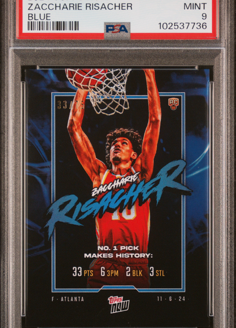 2024 Topps Now Zacchire Risacher Rookie Blue /99 PSA 9 2024 Topps Now Zaccharie Risacher Blue #5 PSA 9