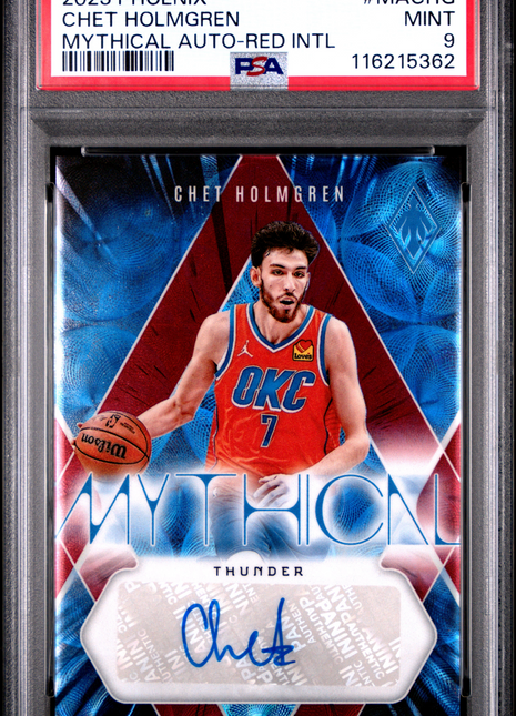 2023 Panini Phoenix Mythical Autographs Chet Holmgren Red Intl #MACHG PSA 9