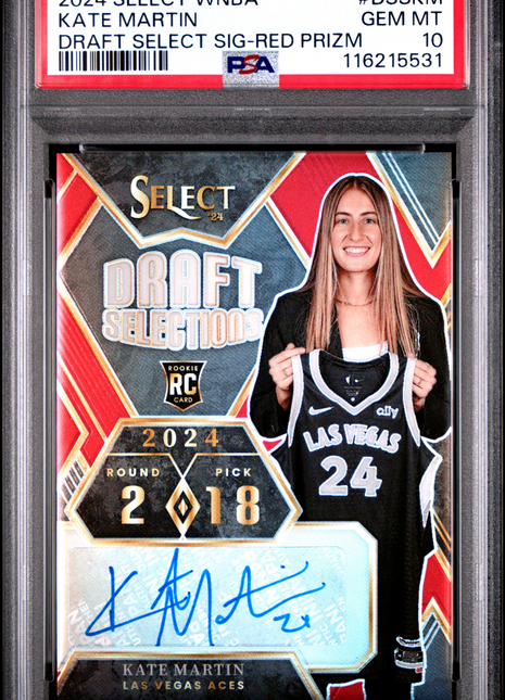 2024 Panini Select WNBA Draft Selections Signatures Kate Martin Red Prizm #DSSKM PSA 10