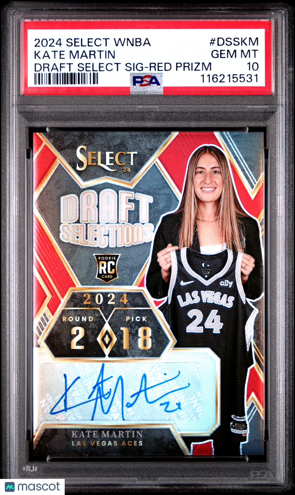 2024 Panini Select WNBA Draft Selections Signatures Kate Martin Red Prizm #DSSKM PSA 10