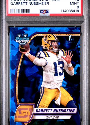 2024 Bowman University Chrome Sapphire Garrett Nussmeier #5 PSA 9