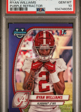 2024 Bowman University Chrome Ryan Williams Purple Refractor #53 PSA 10