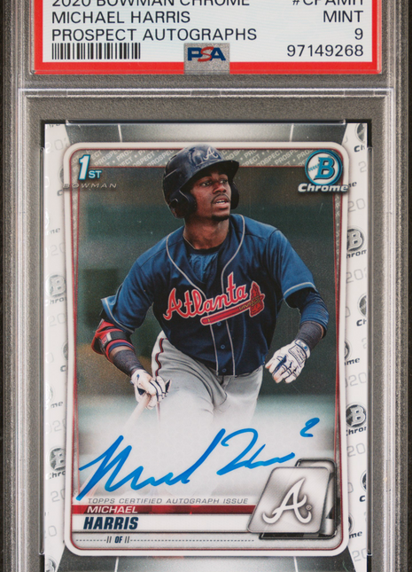 2020 Bowman Chrome Prospect Autographs Michael Harris #CPAMH PSA 9