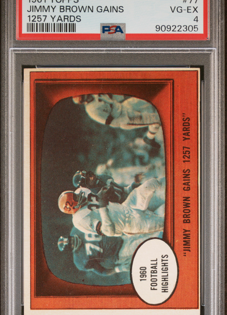 1961 Topps Jimmy Brown Gains 1257 Yards #77 PSA 4