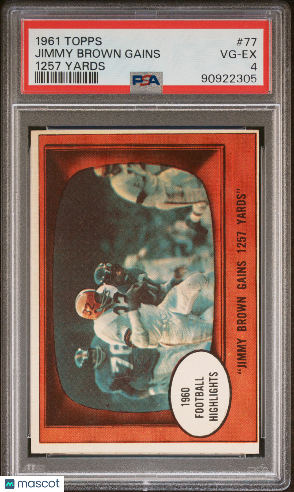 1961 Topps Jimmy Brown Gains 1257 Yards #77 PSA 4