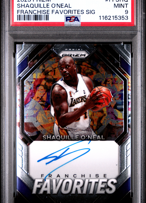 2023 Panini Prizm Franchise Favorites Signatures Shaquille O'Neal #FFSHQ PSA 9