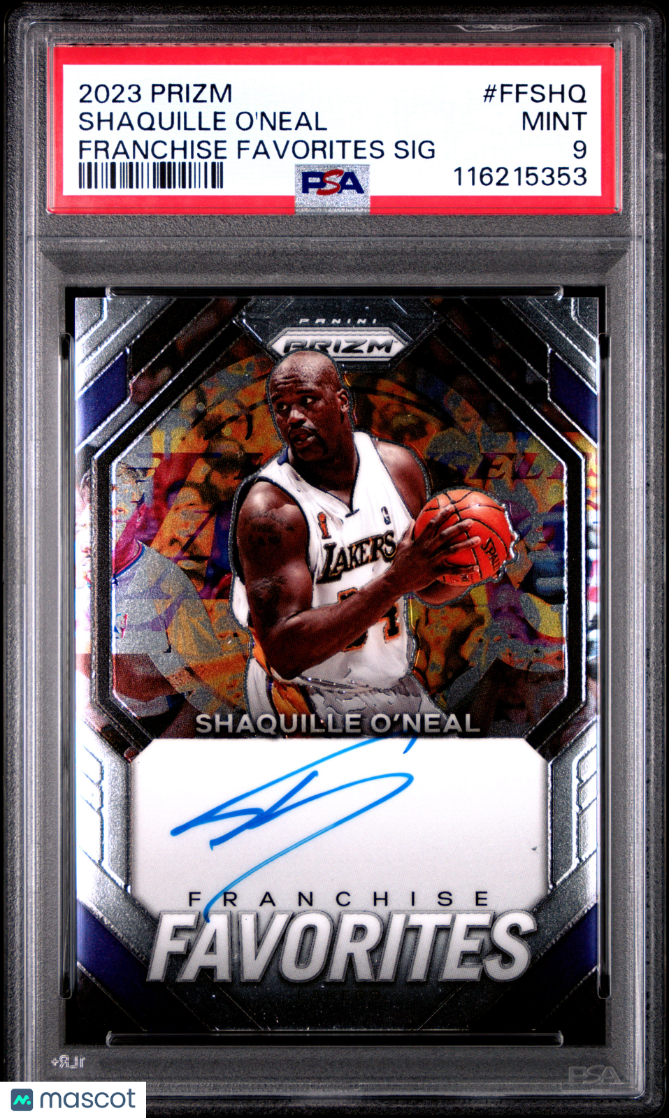 2023 Panini Prizm Franchise Favorites Signatures Shaquille O'Neal #FFSHQ PSA 9