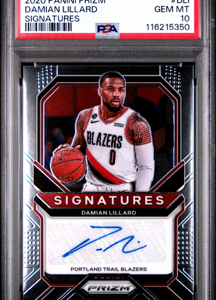 2020 Panini Prizm Signatures Damian Lillard #DLI PSA 10