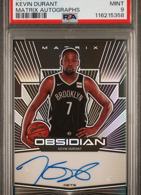 2019 Panini Obsidian Matrix Autographs Kevin Durant #MAKDR PSA 9