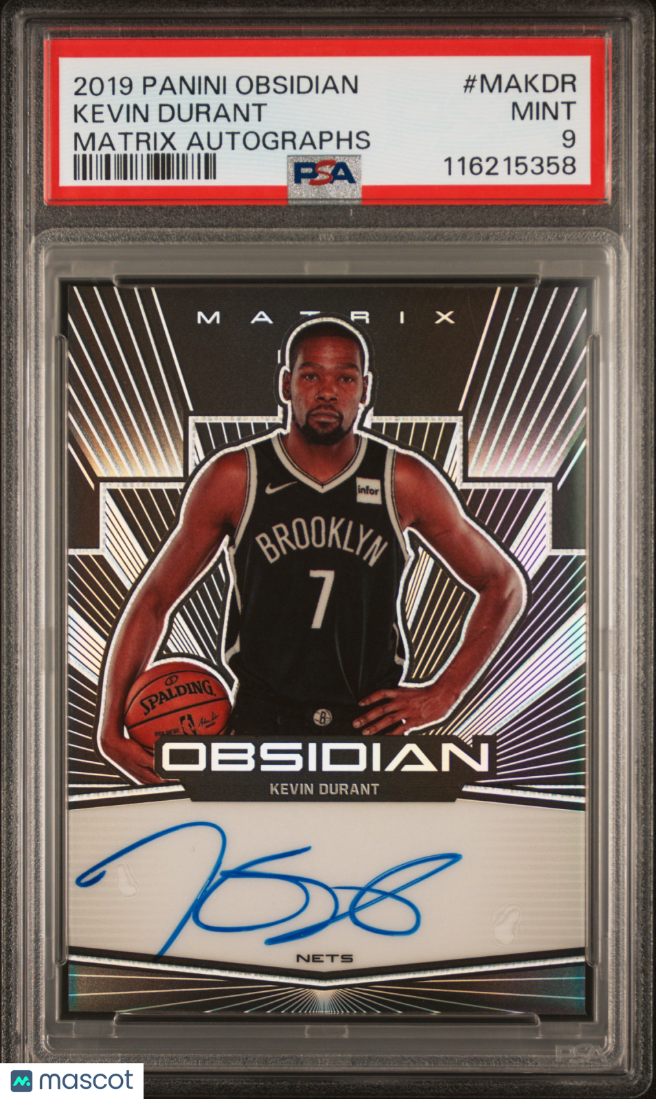 2019 Panini Obsidian Matrix Autographs Kevin Durant #MAKDR PSA 9