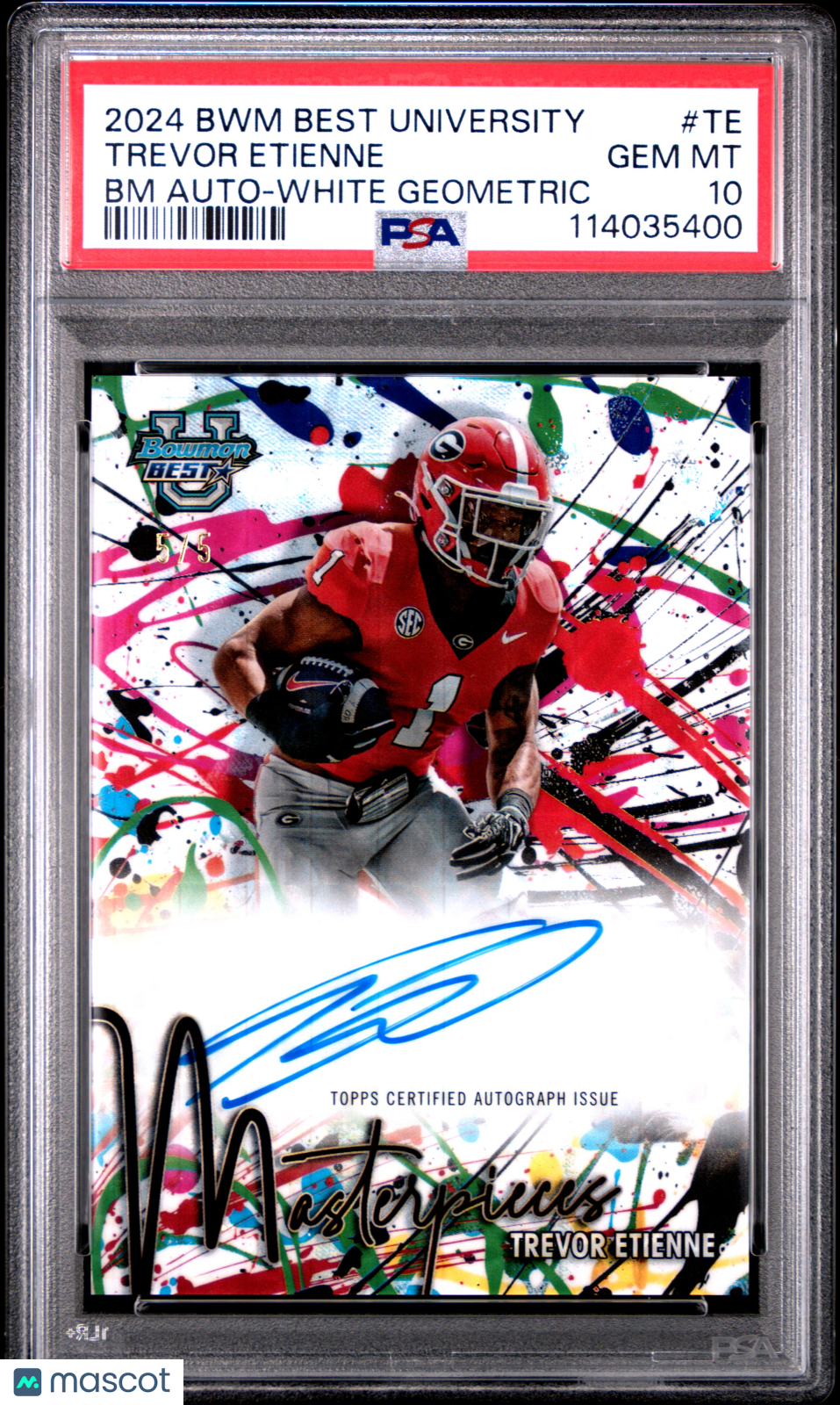2024 Bowman Best University Bowman Masterpieces Autographs Trevor Etienne BM White Geometric #TE PSA 10