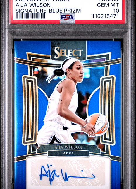 2024 Panini Select WNBA Signatures A'ja Wilson Blue Prizm #SGAW PSA 10